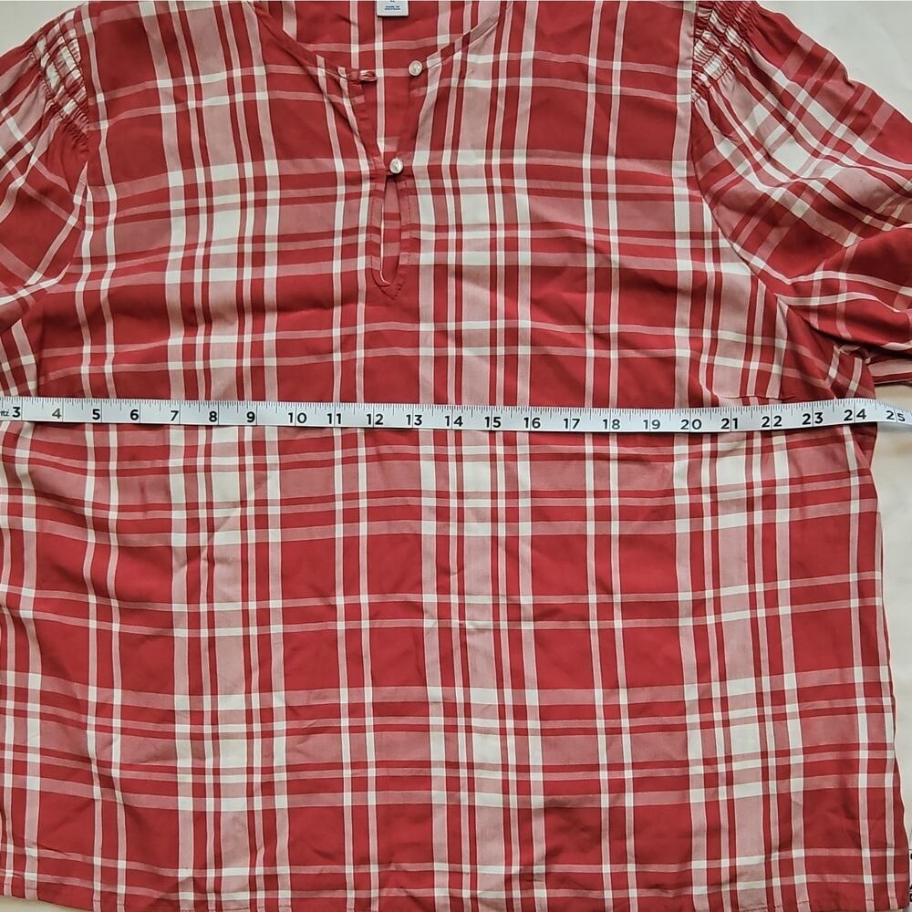 Old Navy Plaid Button Long Sleeve Blouse Red White Women's XL - Picture 5 of 8